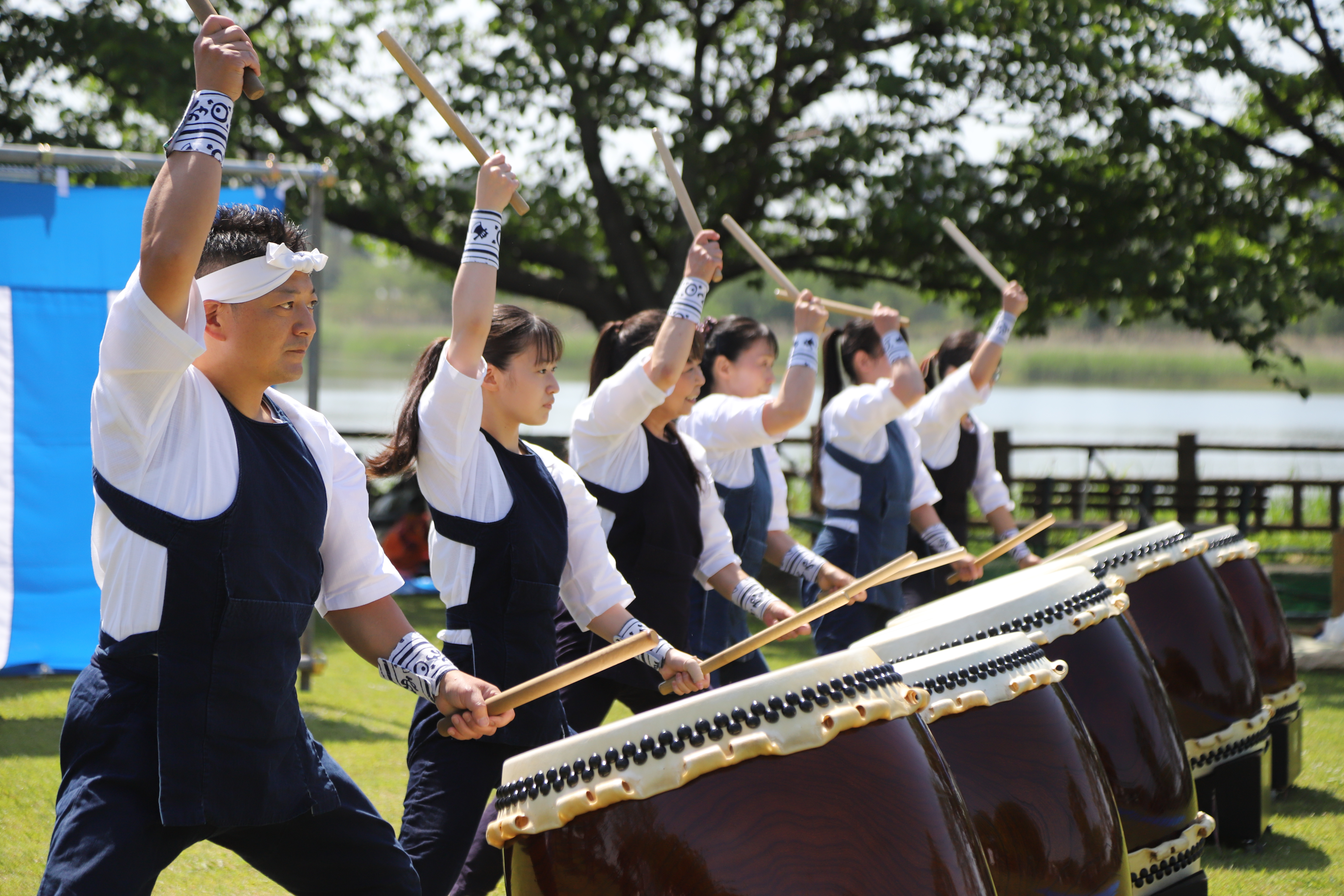 「鶉古城まつり」太鼓演奏の様子
