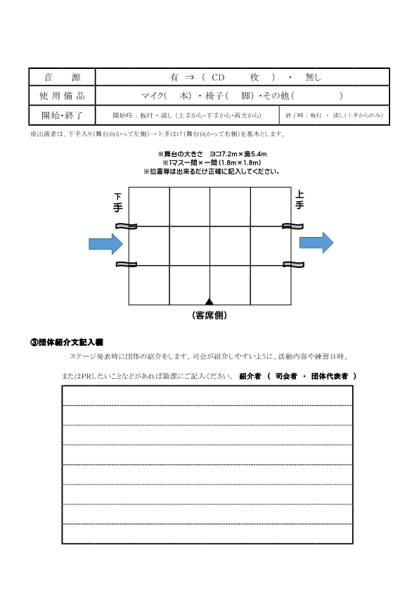 ステージ出演者(団体紹介文など)